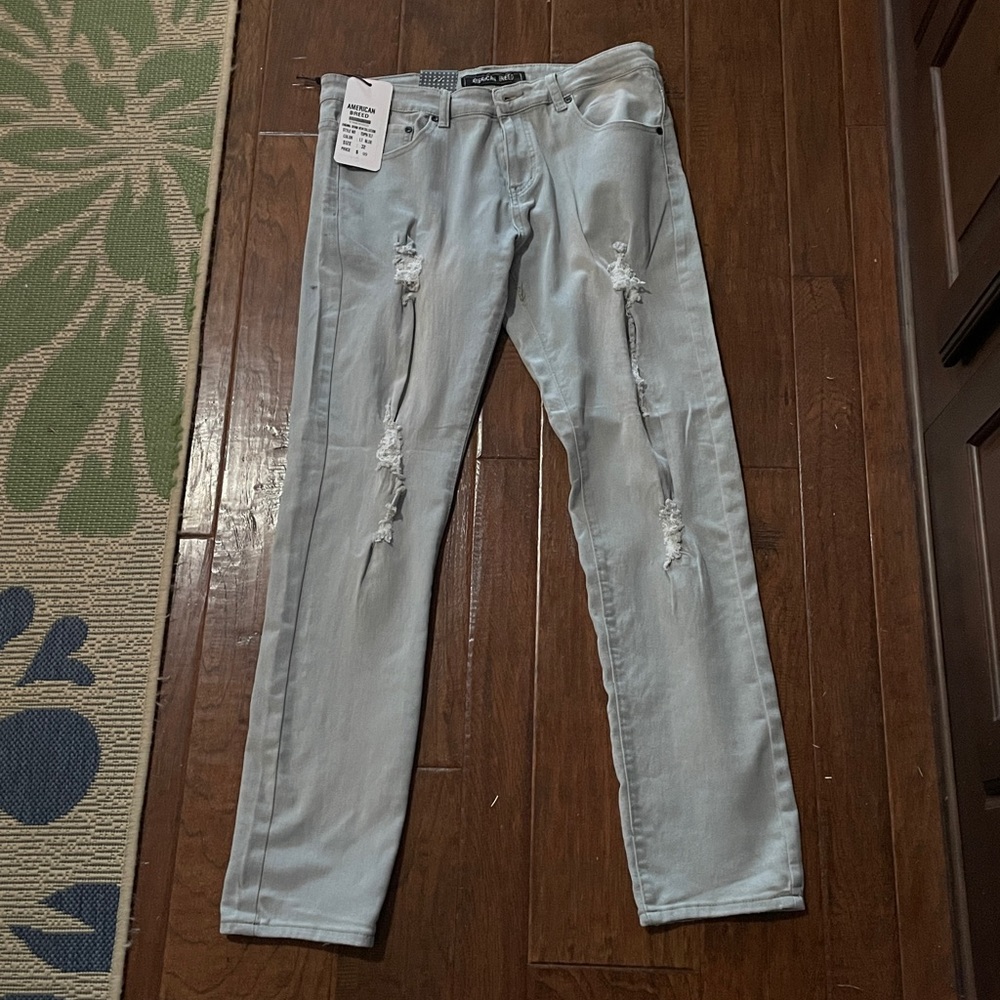 NWT Mens American Breed stretch jeans size 32 style TDPR-7LT Lt blue